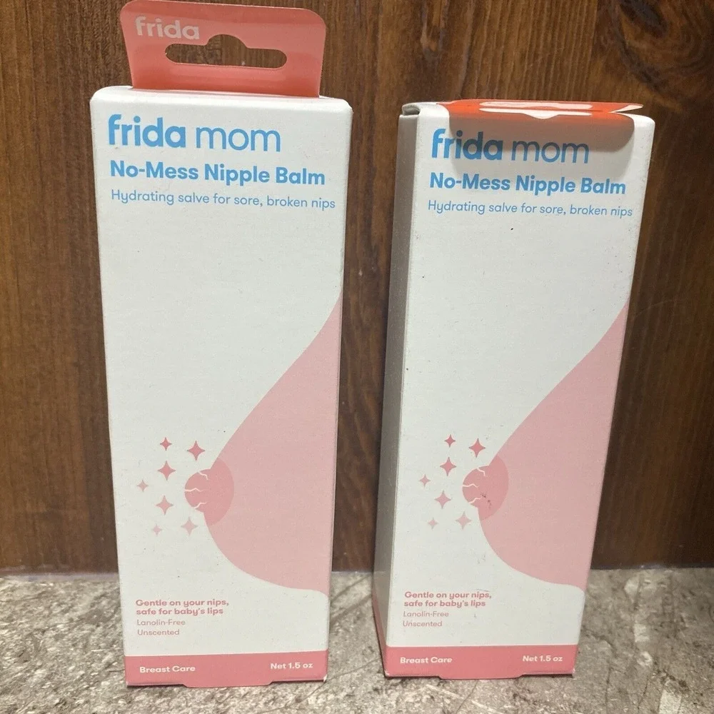 2 Frida Mom No-Mess Nipple Balm Hydrating Salve for Sore, Broken Nips - New